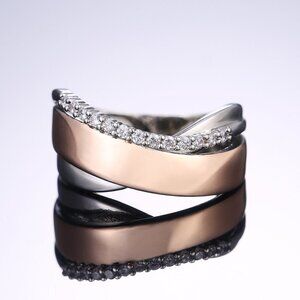 ⚡ Trendy Cross Chunky Zircon Macro Pave Charm Fashion Rings for Women, PD478